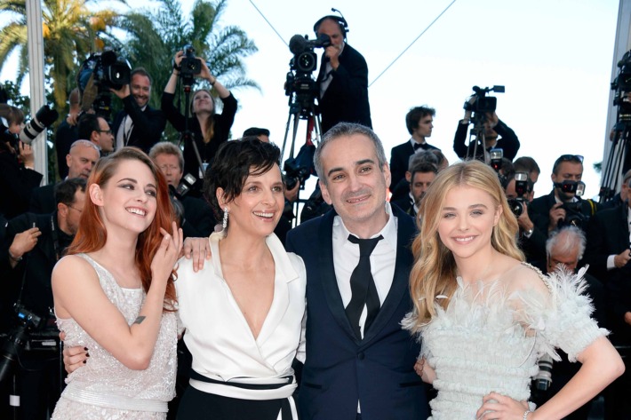 (L-R) Actresses Kristen Stewart, Juliette Binoche, director Olivier Assayas and Chloe Grace Moretz attend the "Clouds Of Sils Maria" premiere during the 67th Annual Cannes Film Festival on May 23, 2014 in Cannes, France.