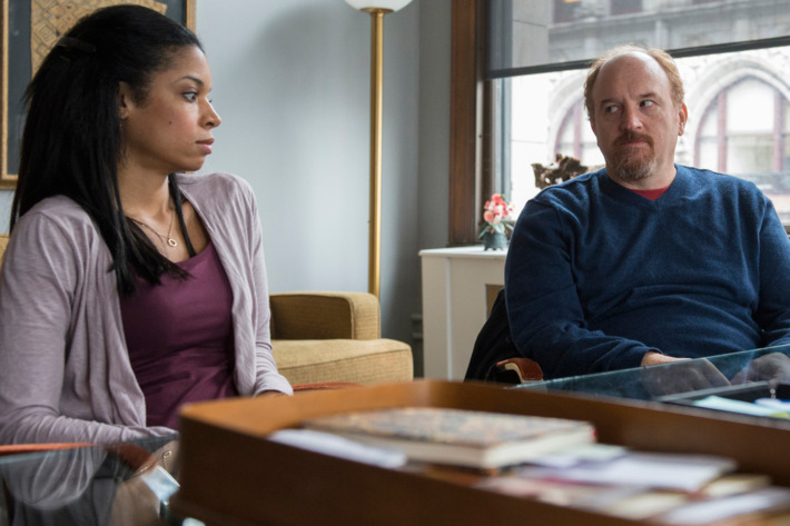 LOUIE: Episode 7: "Elevator Part 4" (Airs Monday, May 26, 10:00 pm e/p). Pictured: (L-R) Susan Kelechi-Watson as Janet, Louis C.K. as Louie. CR: KC Bailey/FX