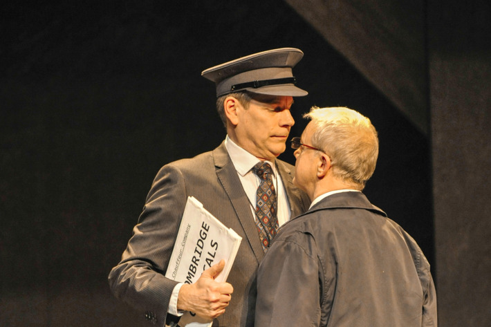 ?Andrew Higgins 07722962922/mail@andrewhiggins.net 26th February 2014PICTURE COPYRIGHT Andrew Higgins, for the Stephen Joseph TheatreAlan Ayckbourn's Arrivals and Departures, touring from the Stephen Joseph Theatre, Scarborough. From left, Bill Champion, Kim Wall.ALL PICTURES SUPPLIED TO THE STEPHEN JOSEPH THEATRE FOR USE IN PRESS, PUBLICITY FOR THIS PRODUCTION AND FOR USE ON ALL IN-HOUSE PUBLICATIONS AND WEBSITES.