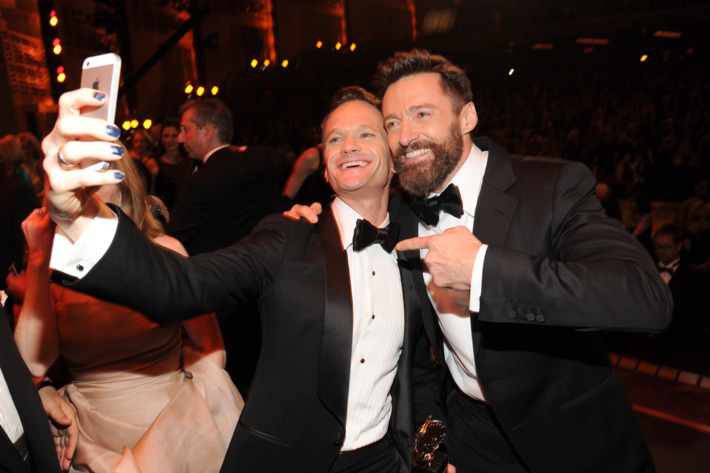 NEW YORK, NY - JUNE 08: Neil Patrick Harris and Hugh Jackman attend the 68th Annual Tony Awards at Radio City Music Hall on June 8, 2014 in New York City. (Photo by Kevin Mazur/Getty Images for Tony Awards Productions)