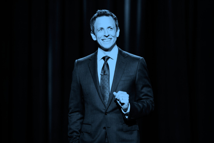 LATE NIGHT WITH SETH MEYERS -- Episode 73 -- Pictured: Host Seth Meyers during the monologue on July 21, 2014 -- (Photo by: Lloyd Bishop/NBC/NBCU Photo Bank via Getty Images)