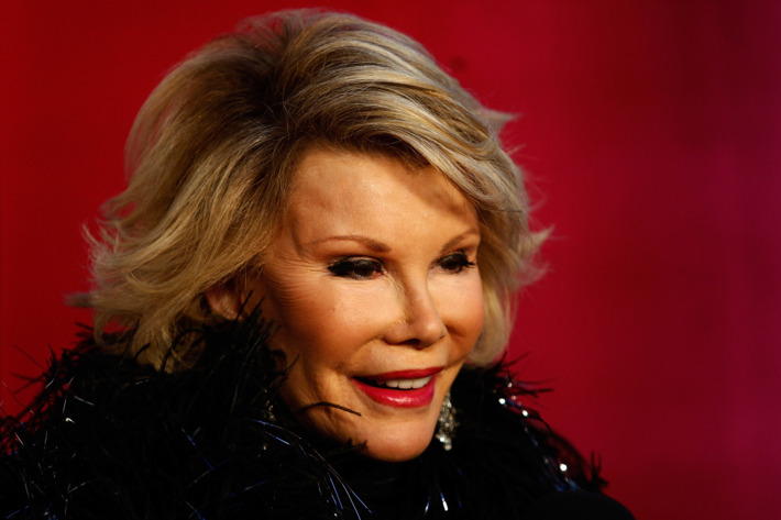 SYDNEY, AUSTRALIA - MARCH 07: American personality Joan Rivers participates during the annual Sydney Gay and Lesbian Mardi Gras Parade on Oxford Street on March 7, 2009 in Sydney, Australia. The annual parade, which has been going since June 1978, has a 2009 theme of "Nations United", with the event's intention to raise the visibility of the gay, lesbian, bisexual, transgender, intersex and queer communities. (Photo by Brendon Thorne/Getty Images) *** Local Caption *** Joan Rivers