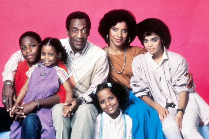 Malcolm-Jamal Warner, Keshia Knight Pulliam, Bill Cosby, Phylicia Rashad and Lisa Bonet (top row, from left), Tempestt Bledsoe (bottom)