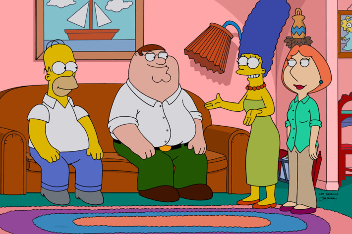FAMILY GUY: The Griffins visit the Simpson home in the season premiere “The Simpsons Guy” episode of FAMILY GUY airing Sunday, September 28 (9:00-10:00 PM ET/PT) on FOX. FAMILY GUY/THE SIMPSONS ? and ? 2014 TCFFC ALL RIGHTS RESERVED.