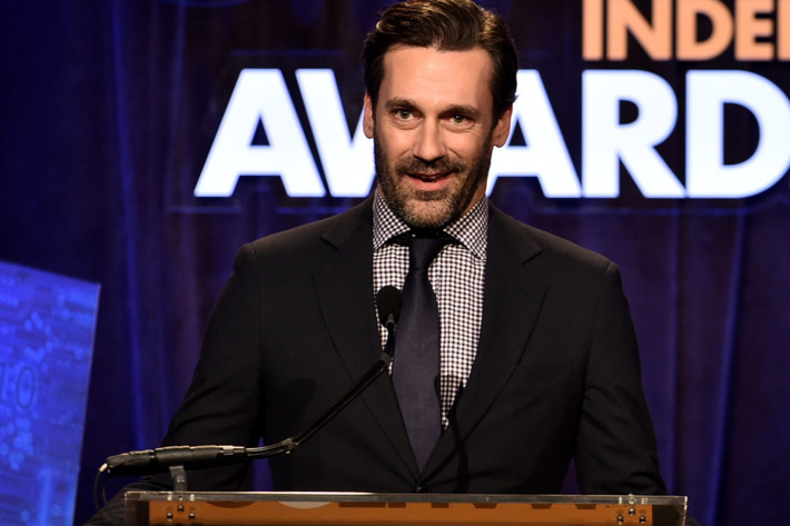 NEW YORK, NY - DECEMBER 01: Jon Hamm speaks onstage at IFP's 24th Gotham Independent Film Awards at Cipriani, Wall Street on December 1, 2014 in New York City. (Photo by Theo Wargo/Getty Images for IFP)