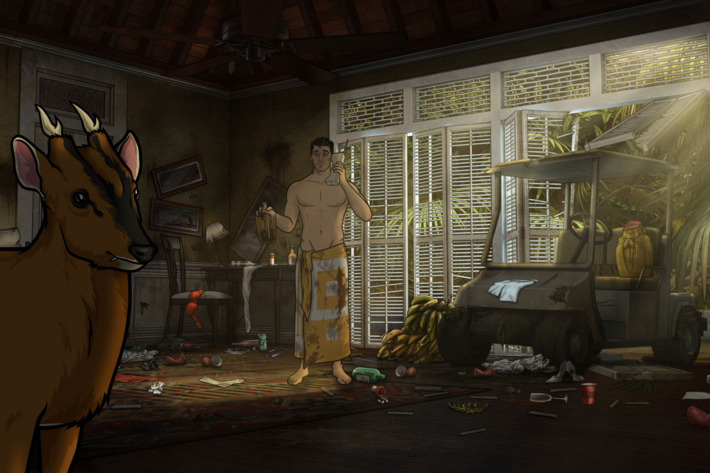 ARCHER: Episode 1, Season 6 "The Holdout" (Airing Thursday, January 8, 10:00 PM e/p) Archer must salvage a crashed plane in a jungle filled with relics from World War II. Pictured: Sterling Archer (voice of H. Jon Benjamin). CR: FX