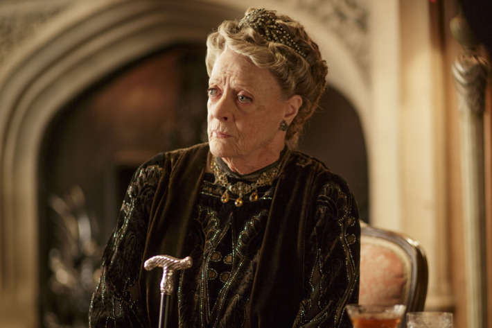 Downton Abbey Season 5 on MASTERPIECE on PBSPart FiveSunday, February 1, 2015 at 9pm ETRose makes a handsome new acquaintance. Something is wrong with Thomas. Edith’s link toMarigold draws attention. Bricker and Robert lose control.Shown: Maggie Smith as Violet, Dowager Countess of Grantham(C) Nick Briggs/Carnival Films 2014 for MASTERPIECEThis image may be used only in the direct promotion of MASTERPIECE CLASSIC. No other rights are granted. All rights are reserved. Editorial use only. USE ON THIRD PARTY SITES SUCH AS FACEBOOK AND TWITTER IS NOT ALLOWED.
