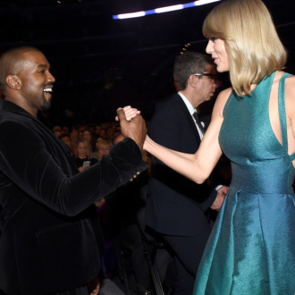 LOS ANGELES, CA - FEBRUARY 08: Recording Artists Kanye West and Taylor Swift attend The 57th Annual GRAMMY Awards at the STAPLES Center on February 8, 2015 in Los Angeles, California. (Photo by Larry Busacca/Getty Images for NARAS)