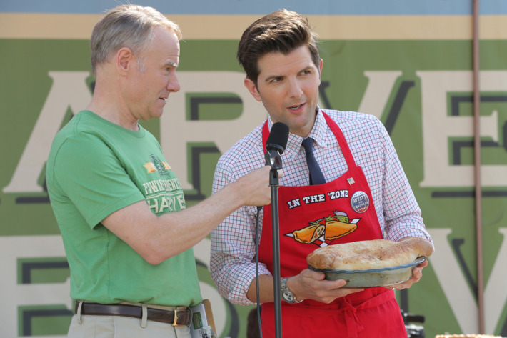 PARKS AND RECREATION -- "Pie-mary" Episode 708 -- Pictured: (l-r) Jim Meskimen as Martin Housely, Adam Scott as Ben Wyatt -- (Photo by: Chris Haston/NBC)