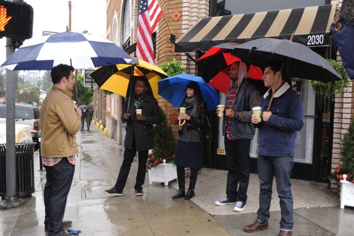 NEW GIRL: Nick (Jake Johnson, L) and the gang (Lamorne Morris, Hannah Simone, Damon Wayans, Jr. and Max Greenfield) travel to Jess's childhood home in Portland, Oregon for her father's wedding in the "Oregon" episode of NEW GIRL airing Tuesday, Feb. 17 (9:00-9:30 PM ET/PT) on FOX. ?2015 Fox Broadcasting Co. Cr: Ray Mickshaw/FOX