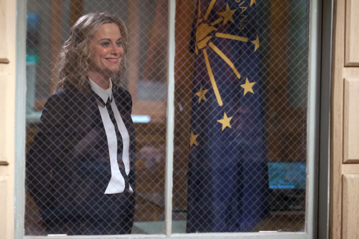 PARKS AND RECREATION -- "One Last Ride" Episode 712/713 -- Pictured: Amy Poehler as Leslie Knope -- (Photo by: Colleen Hayes/NBC)