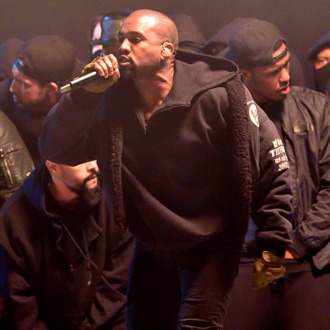LONDON, ENGLAND - FEBRUARY 25: Kanye West performs at the BRIT Awards 2015 at The O2 Arena on February 25, 2015 in London, England. (Photo by Karwai Tang/WireImage)