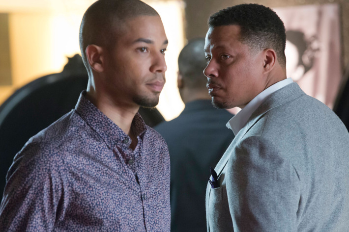 EMPIRE: Lucious (Terrence Howard, R) and Jamal (Jussie Smollett, L) form a music-centered relationship in the special two-hour “Die But Once/Who I Am” Season Finale episode of EMPIRE airing Wednesday, March 18 (8:00-10:00 PM ET/PT) on FOX. CR: Chuck Hodes/FOX