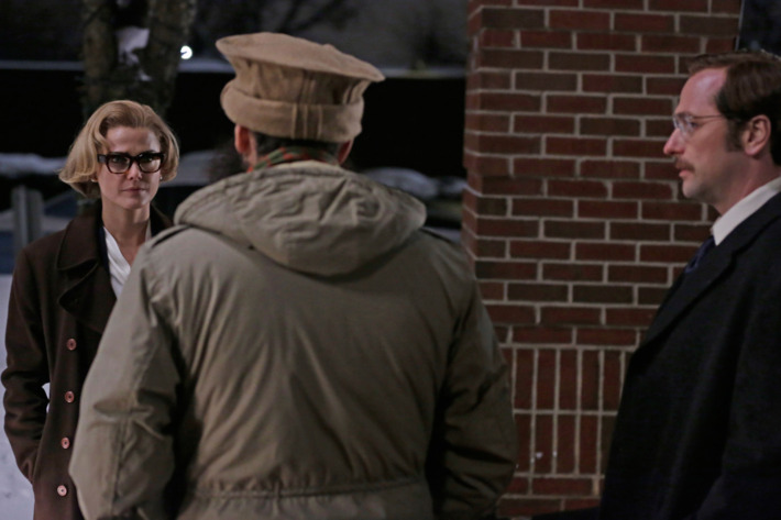 THE AMERICANS -- "I Am Abassin Zadran" Episode 312 (Airs Wednesday, April 15, 10:00 PM e/p) Pictured (l-r): Keri Russell as Elizabeth Jennings; George Georgiou as Abassin Zadran; & Matthew Rhys as Philip Jennings. CR: Patrick Harbon/FX