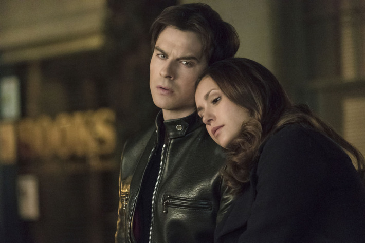 The Vampire Diaries -- "I Never Could Love Like That" -- Image Number: VD618a_0028.jpg -- Pictured (L-R): Ian Somerhalder as Damon and Nina Dobrev as Elena -- Photo: Tina Rowden/The CW -- ??? 2015 The CW Network, LLC. All rights reserved.