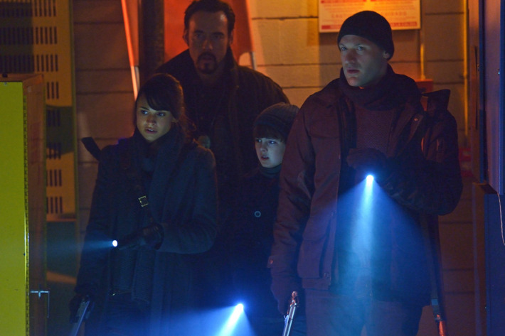 THE STRAIN -- "The Battle For Red Hook" -- Episode 209 (Airs September 6, 10:00 pm e/p) Pictured: (l-r) Mia Maestro as Nora Martinez, Kevin Durand as Vasiliy Fet, Max Charles as Zack Goodweather, Corey Stoll as Ephraim Goodweather. CR: Michael Gibson/FX