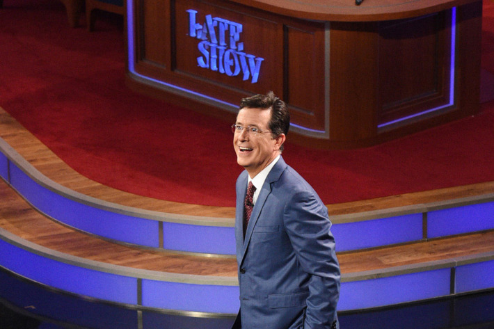 Stephen Colbert during the premiere episode of The Late Show with Stephen Colbert, Tuesday Sept. 8, 2015 on the CBS Television Network. Photo: Jeffrey R. Staab/CBS é2015 CBS Broadcasting Inc. All Rights Reserved