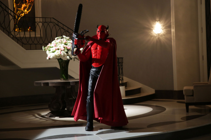 SCREAM QUEENS: The Red Devil in the "Chainsaw" episode of SCREAM QUEENS airing Tuesday, Sept. 29 (9:00-10:00 PM ET/PT) on FOX. ©2015 Fox Broadcasting Co. Cr: Patti Perret/FOX.