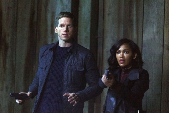 MINORITY REPORT: L-R: Stark Sands and Meagan Good in the all-new “Fiddler's Neck” episode of MINORITY REPORT airing Monday, Oct. 26 (9:00-10:00 PM ET/PT) on FOX. © 2015 FOX Broadcasting Co. Cr: Michael Caulfield / FOX.