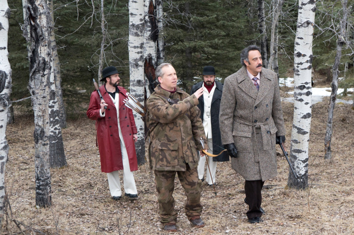 FARGO -- “The Gift of the Magi” -- Episode 205 (Airs November 9, 10:00 pm e/p) Pictured: (l-r) Brad Mann as Gale Kitchen, Jeff Clarke as Richard Armbruster, Todd Mann as Wayne Kitchen, Brad Garrett as Joe Bulo. CR: Chris Large/FX