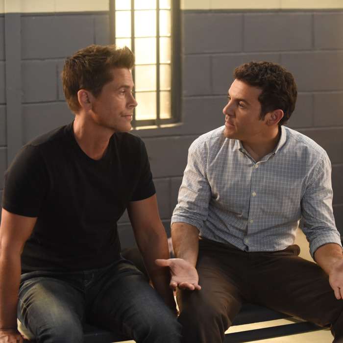 THE GRINDER: L-R: Rob Lowe and Fred Savage in the