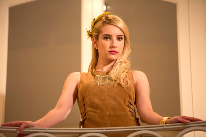 SCREAM QUEENS: Emma Roberts in the "Ghost Stories" episode of SCREAM QUEENS airing Tuesday, Nov. 17 (9:00-10:00 PM ET/PT) on FOX. ©2015 Fox Broadcasting Co. Cr: Steve Dietl/FOX.