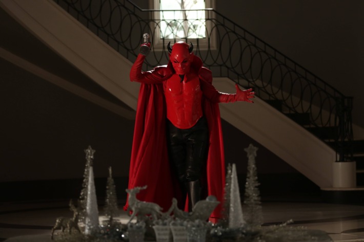 SCREAM QUEENS: The Red Devil in the first part of the two-hour "Dorkus" and "The Final Girls" season finale episodes of SCREAM QUEENS.