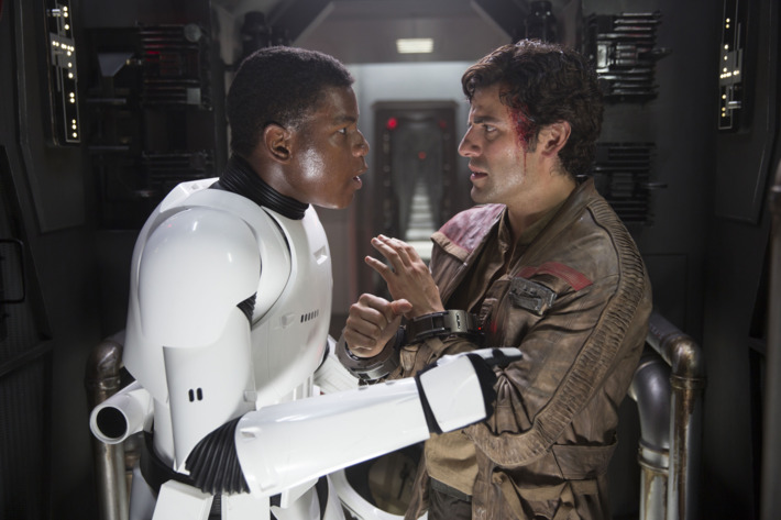 Star Wars: The Force AwakensL to R: Finn (John Boyega) and Poe Dameron (Oscar Isaac)Ph: David James© 2015 Lucasfilm Ltd. & TM. All Right Reserved.