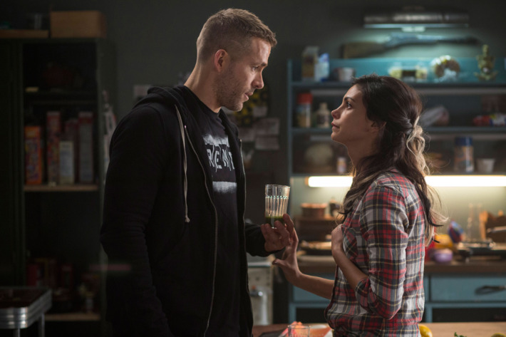 DEADPOOLWade Wilson (Ryan Reyonlds) and new squeeze Vanessa (Morena Baccarin) trade some pointed barbs, in DEADPOOL.Photo Credit: Joe LedererTM & © 2015 Marvel & Subs. TM and © 2015 Twentieth Century Fox Film Corporation. All rights reserved. Not for sale or duplication.
