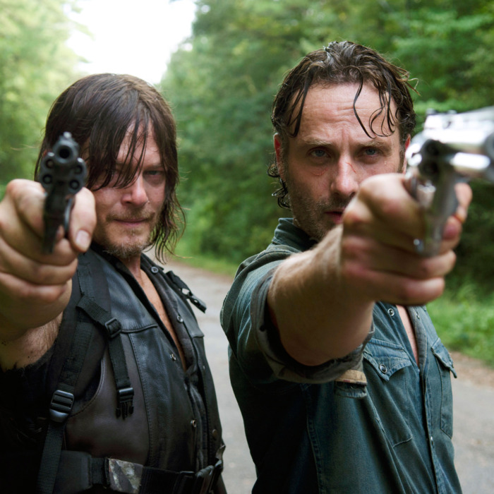Andrew Lincoln as Rick Grimes and Norman Reedus as Daryl Dixon - The Walking Dead _ Season 6, Episode 10 - Photo Credit: Gene Page/AMC