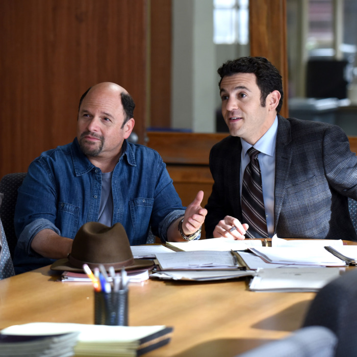 THE GRINDER: L-R: Guest star Jason Alexander and Fred Savage in the