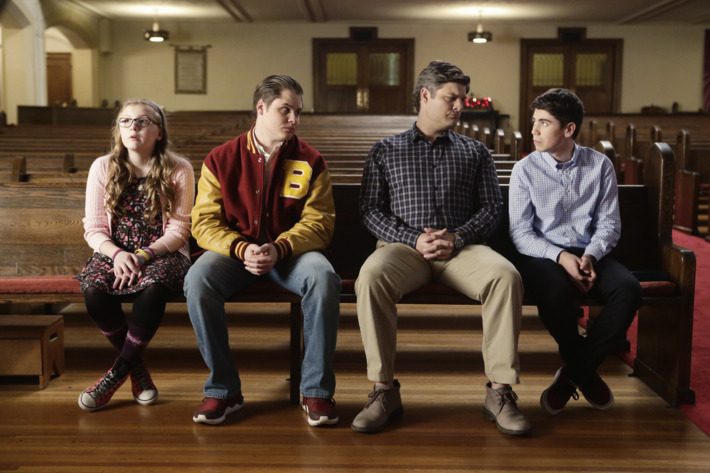 Bebe Wood as Shannon, Matt Shively as Jimmy, Jay R. Ferguson as Pat, Noah Galvin as Kenny.