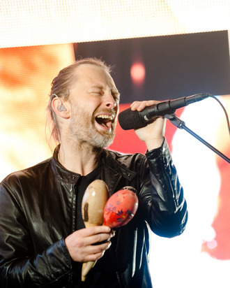 Radiohead performing at Manchester Arena on 6th October 2012. Lead singer/guitarist Thom Yorke.