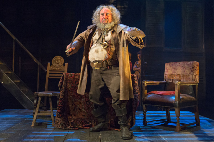 Photo: King Henry (Jasper Britton)Prince Hal (Alex Hassell)Sir John Falstaff ( Antony Sher)in King and Country: Shakespeare’s Great Cycle of KingsHENRY IV Part I BAM, the Royal Shakespeare Company, and The Ohio State University presentRoyal Shakespeare CompanyDirected by Gregory DoranSet design by Stephen Brimson LewisLighting design by Tim MitchellMusic by Paul EnglishOne Scene photographed: Saturday, March 26, 2016; 1:30 PM at the BAM Harvey Theater; Brooklyn Academy of Music, NYC; Photograph: © 2016 Richard Termine PHOTO CREDIT - Richard Termine