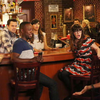 NEW GIRL: L-R: Max Greenfield, Jake Johnson, Lamorne Morris, Hannah Simone and Zooey Deschanel in part one of the special one-hour “Jeff Day/Helmet” episode of NEW GIRL airing Tuesday, April 19 (8:00-9:00 PM ET/PT) on FOX. ©2016 Fox Broadcasting Co. Cr: Patrick McElhenney/FOX