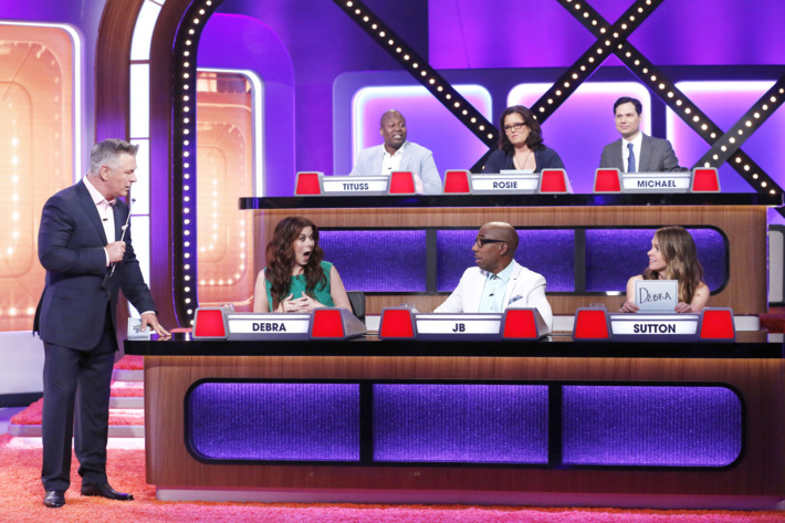 ALEC BALDWIN; TITUSS BURGESS, ROSIE O'DONNELL, MICHAEL IAN BLACK (top row); DEBRA MESSING, JB SMOOVE, SUTTON FOSTER (bottom row)