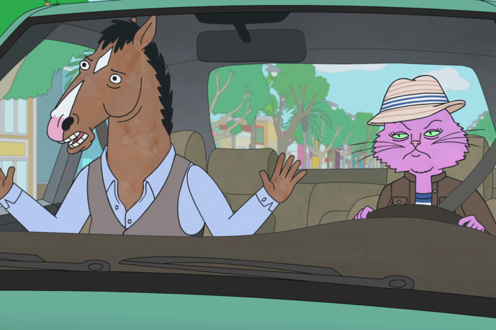 Will Arnett as BoJack, Amy Sedaris as Princess Carolyn.