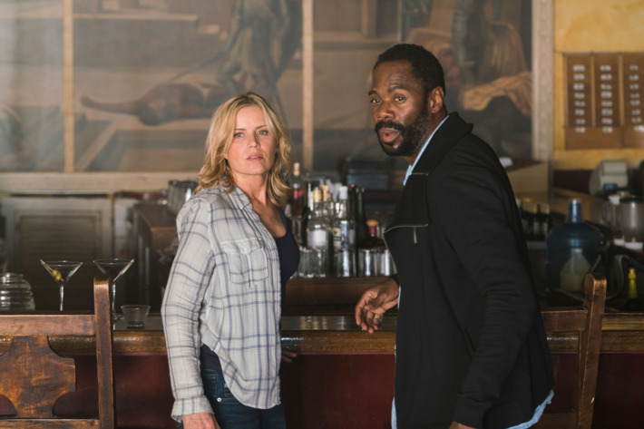 Colman Domingo as Victor Strand, Kim Dickens as Madison Clark - Fear The Walking Dead _ Season 2, Episode 9 - Photo Credit: Richard Foreman Jr/AMC