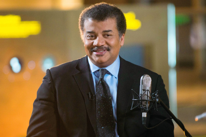 Neil deGrasse Tyson on the set of his new talk show series “StarTalk” filmed with a live studio audience in the Hayden Planetarium at the American Museum of Natural History. “Star Talk” premieres on National Geographic Channel in April.(photo credit: National Geographic Channels/Scott Gries)