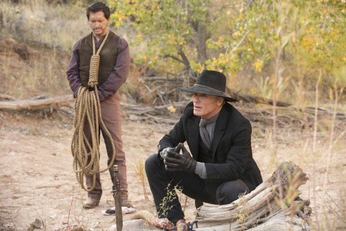 Clifton Collins Jr. as Lawrence, Ed Harris as the Man in Black.