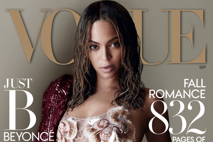 Beyoncé on the cover of <em>Vogue</em>.