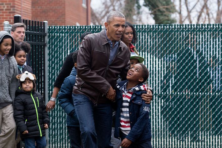 US President Barack Obama participates in service event for Martin Luther King Jr. Day