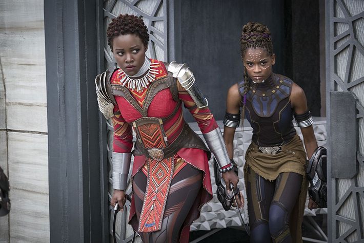 Lupita Nyong'o and Letitia Wright in Black Panther.