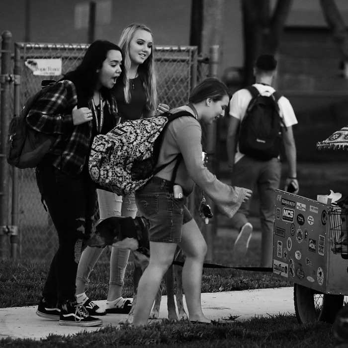 Parkland students on their first day of school, just over six months since 17 of their classmates and teachers were killed during a horrific school shooting.