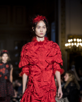 A model walks the runway at the Simone Rocha show.