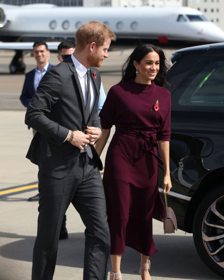 Meghan Markle and Prince Harry at the airport.