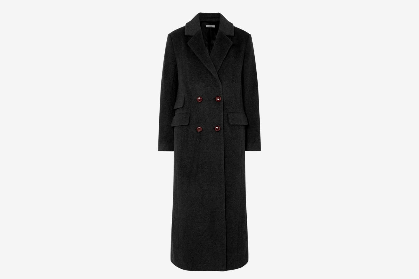 Best Designer Deals At Net A Porter S Ganni Mayer Double Ted Leather Trimmed Wool Coat