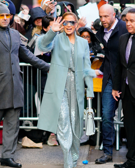 Jennifer Lopez in blue coat