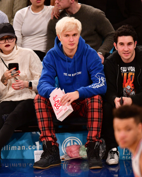 Ansel Elgort debuts platinum blond hair