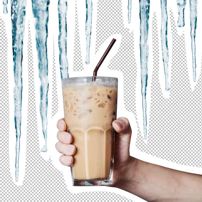Iced coffee with icicles.